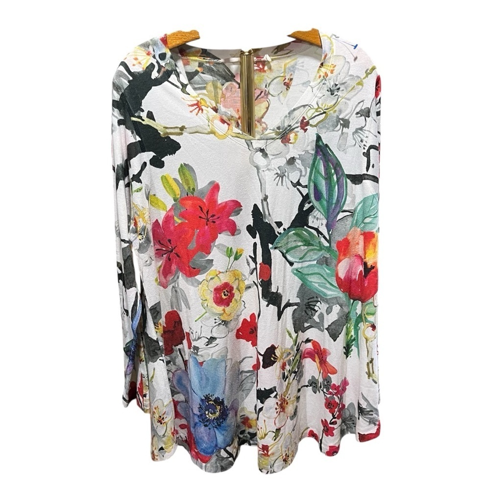 Soft Surroundings Multicolor Floral Sweater Blouse 2X